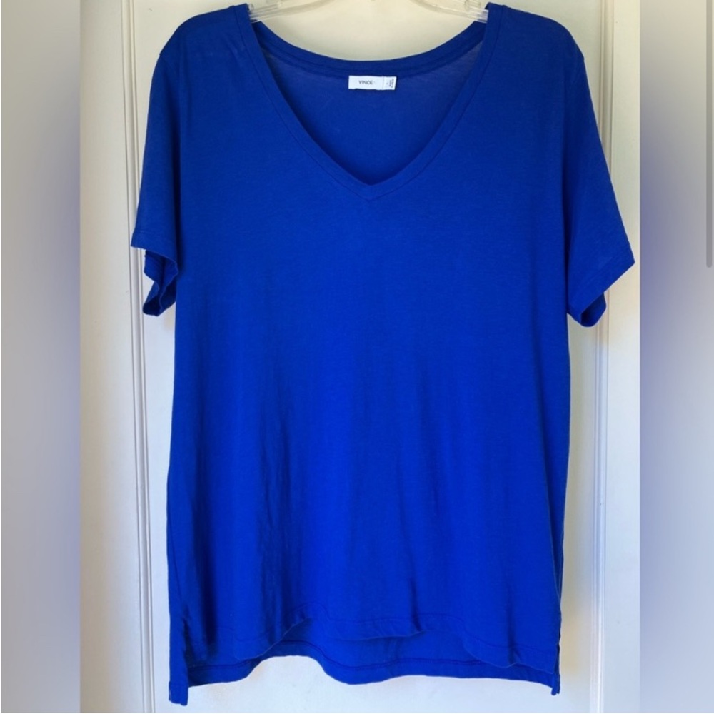 Vince Essentials V Neck Tee Royal Blue L - Picture 2 of 7